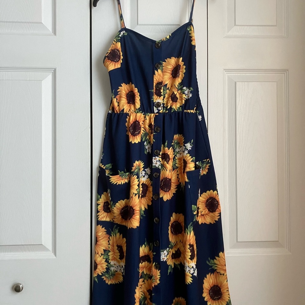 Alife Gold and Orange Spaghetti Strap Midi Dress